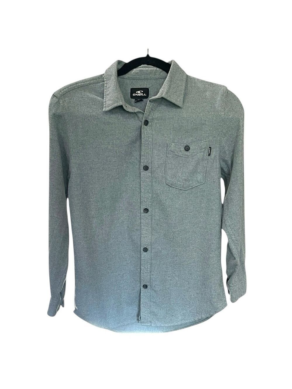 O’Neill Boy’s Grey Flannel Casual Button Down Shirt Long Sleeves SZ L